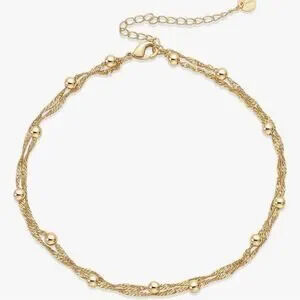 NEW?14K Gold Plated Twisted Gold Beaded Ankle Bracelet